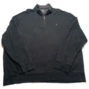 Polo Ralph Lauren Pullover Mens 2XL Black Quarter Zip Sweater Jumper
